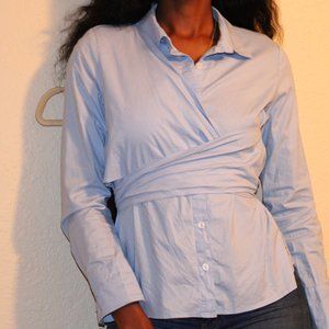 Sky blue small shirt that work multiple style